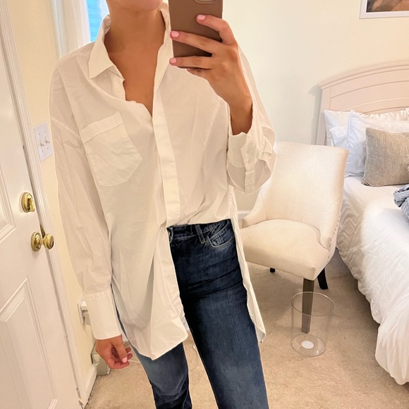 ZARA extremely oversized white button down blouse - Picture 3 of 3